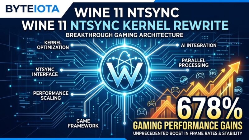 Featured image for Wine 11 NTSYNC Kernel Rewrite: 678% Gaming Performance Gains