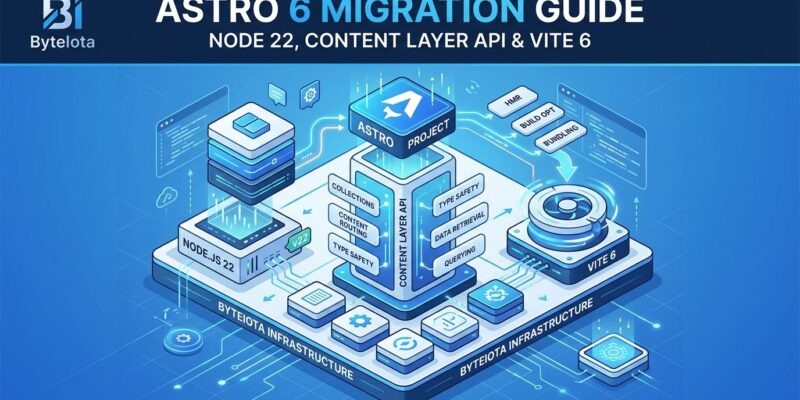 Featured image for Astro 6 Migration Guide: Node 22, Content Layer API & Vite Environment API