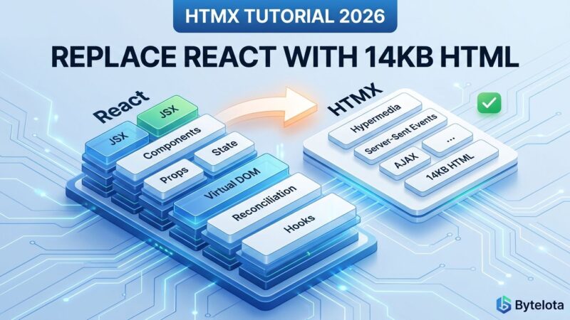 Featured image for HTMX Tutorial 2026: Replace React with 14KB HTML