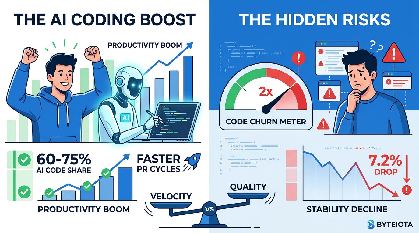 AI Code Productivity Reality: 41% Share, 2x Churn Risk | byteiota