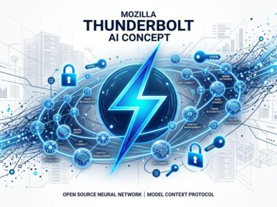 Mozilla Thunderbolt open-source AI client concept with thunderbolt symbol and enterprise architecture