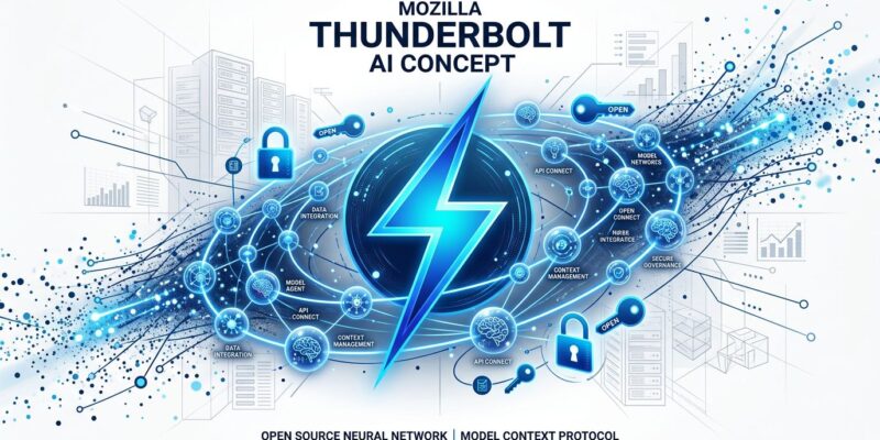 Mozilla Thunderbolt open-source AI client concept with thunderbolt symbol and enterprise architecture