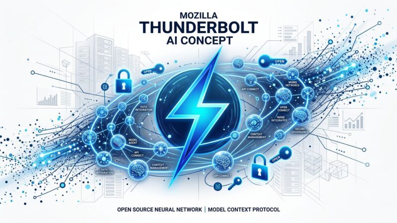 Mozilla Thunderbolt open-source AI client concept with thunderbolt symbol and enterprise architecture