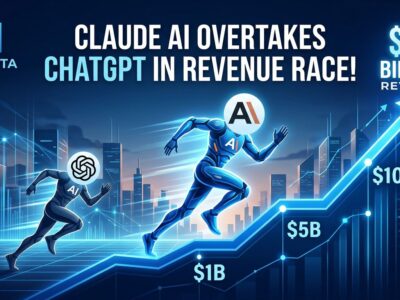 Graph showing Anthropic revenue growth from to ARR overtaking OpenAI, with Claude and ChatGPT logos