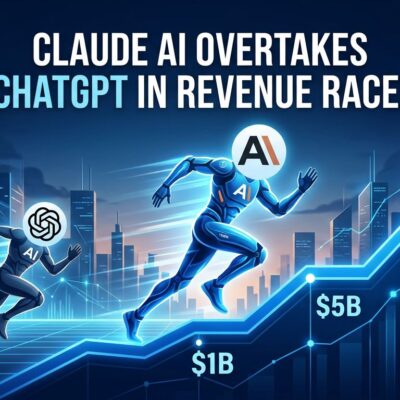 Graph showing Anthropic revenue growth from to ARR overtaking OpenAI, with Claude and ChatGPT logos