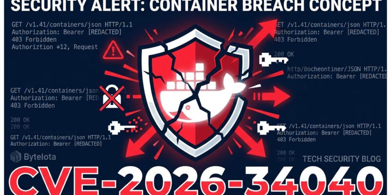 Docker CVE-2026-34040 security vulnerability illustration