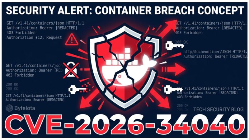 Docker CVE-2026-34040 security vulnerability illustration