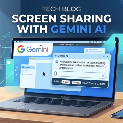 Google Gemini Mac app interface showing screen sharing feature with Option+Space keyboard shortcut on MacBook