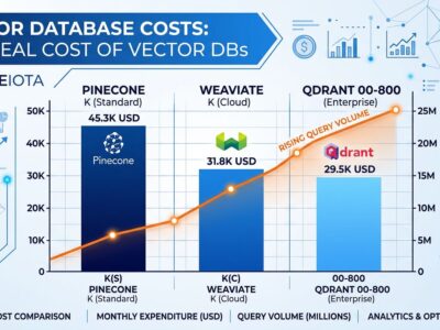 Vector database cost comparison chart showing Pinecone, Qdrant, and Weaviate pricing