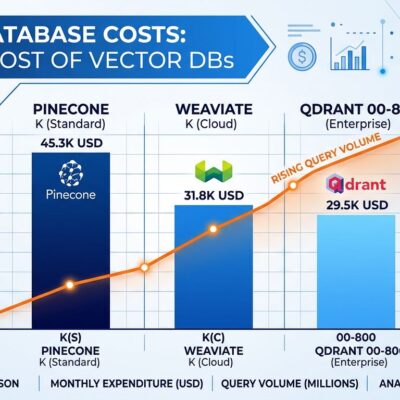 Vector database cost comparison chart showing Pinecone, Qdrant, and Weaviate pricing