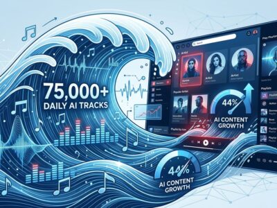 AI music flooding streaming platforms visualization