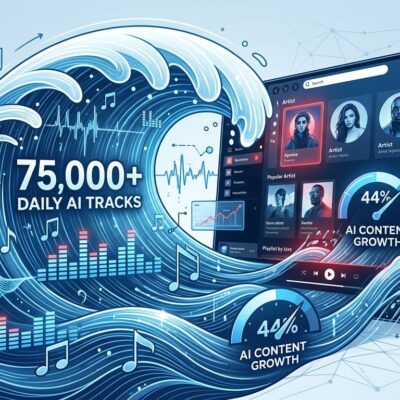 AI music flooding streaming platforms visualization