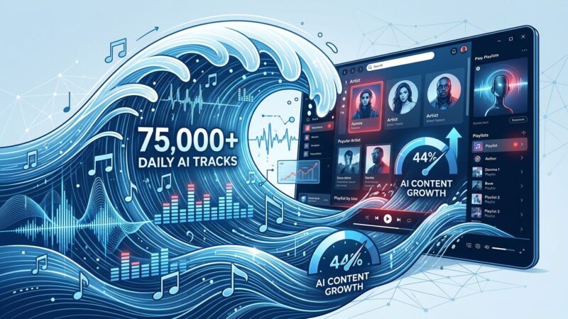 AI music flooding streaming platforms visualization