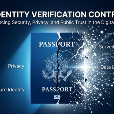 Split passport icon showing Anthropic Claude privacy breach from government ID verification requirement