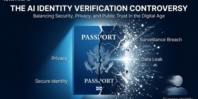 Split passport icon showing Anthropic Claude privacy breach from government ID verification requirement