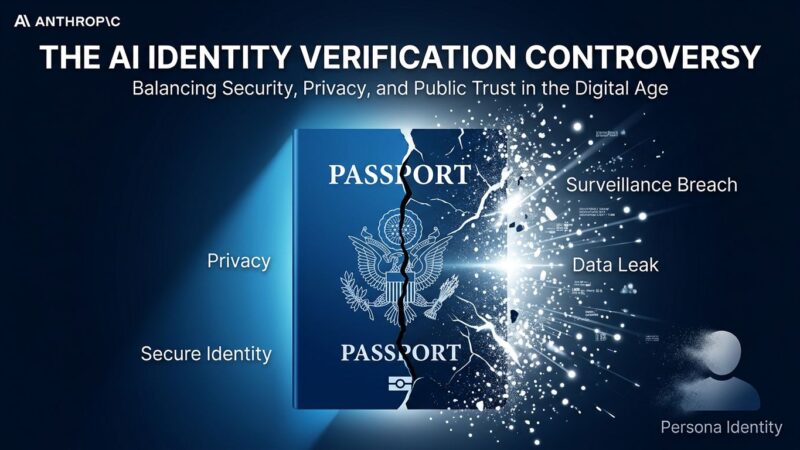 Split passport icon showing Anthropic Claude privacy breach from government ID verification requirement