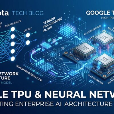 Google eighth-generation TPU chips with neural network visualization