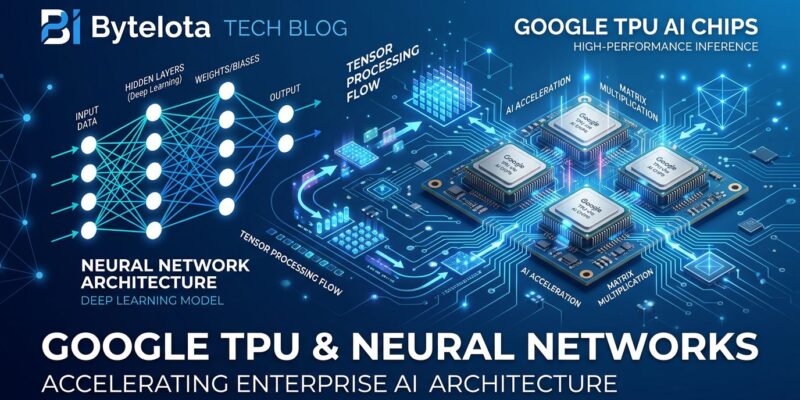 Google eighth-generation TPU chips with neural network visualization