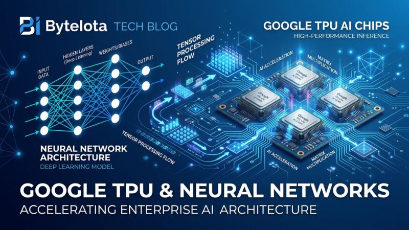 Google eighth-generation TPU chips with neural network visualization