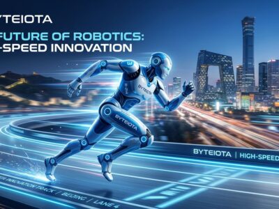 Humanoid robot running at high speed on marathon track in Beijing