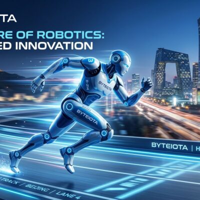 Humanoid robot running at high speed on marathon track in Beijing