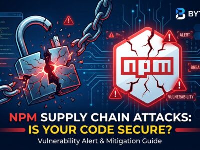 Bitwarden CLI supply chain attack - broken security padlock with npm package warning