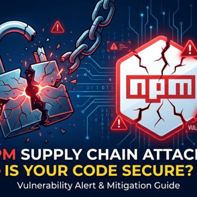Bitwarden CLI supply chain attack - broken security padlock with npm package warning