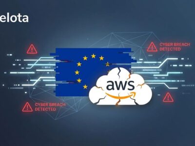 European Commission AWS cloud security breach visualization with compromised network connections and data streams