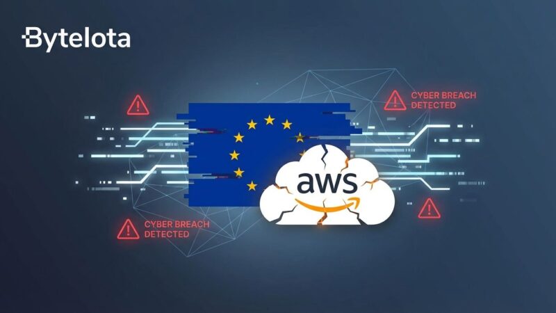 European Commission AWS cloud security breach visualization with compromised network connections and data streams
