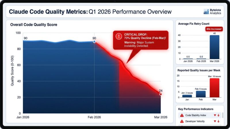 Claude Code quality metrics showing 73% decline