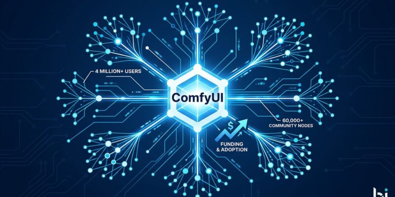 ComfyUI funding visualization showing network of users and community nodes