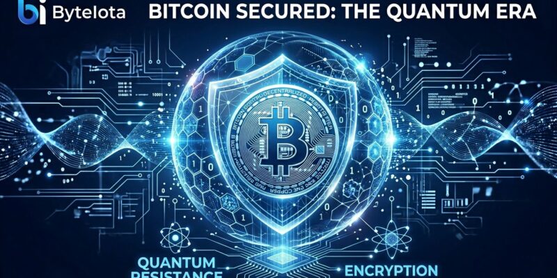 Bitcoin quantum computing threat visualization with quantum-resistant shield