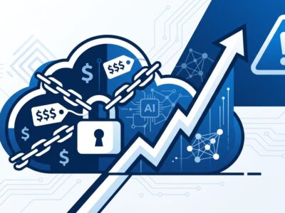 Illustration showing AI cloud costs and vendor lock-in trap with rising prices