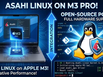 Asahi Linux on Apple Silicon M3 MacBook illustration