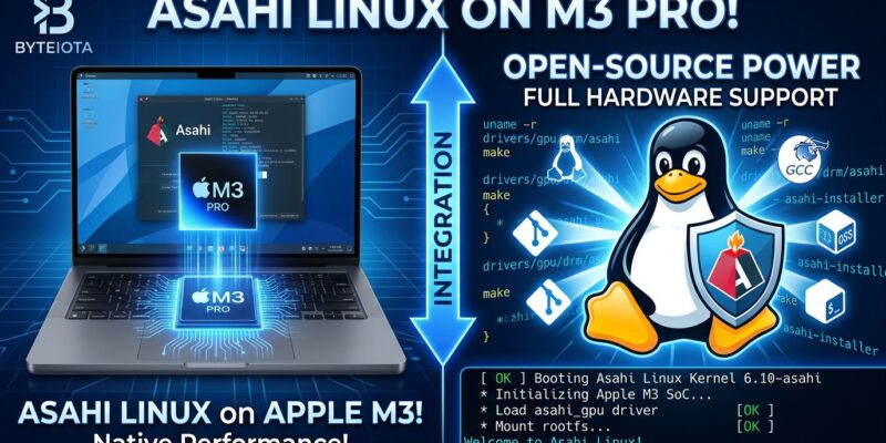 Asahi Linux on Apple Silicon M3 MacBook illustration