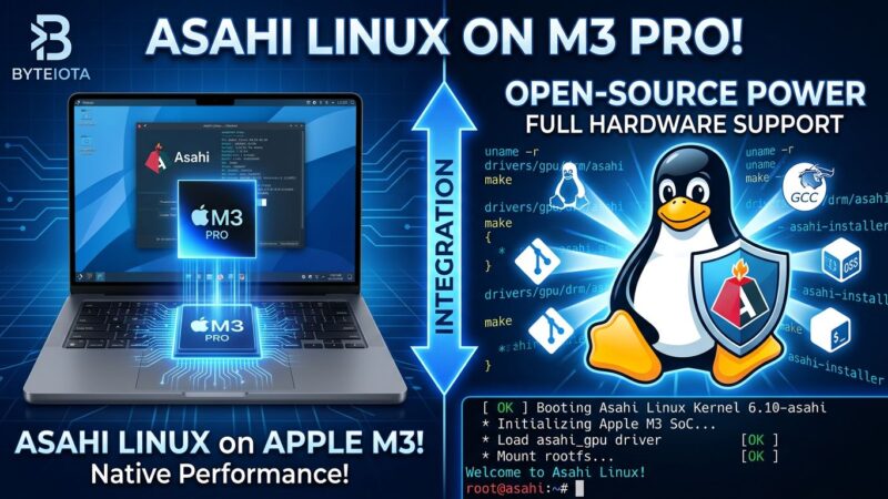 Asahi Linux on Apple Silicon M3 MacBook illustration