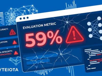 Broken benchmark dashboard showing 59% flawed tests