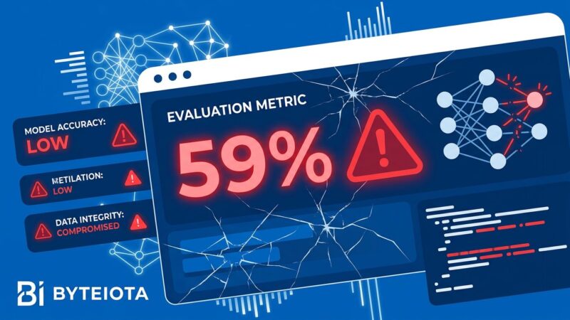 Broken benchmark dashboard showing 59% flawed tests