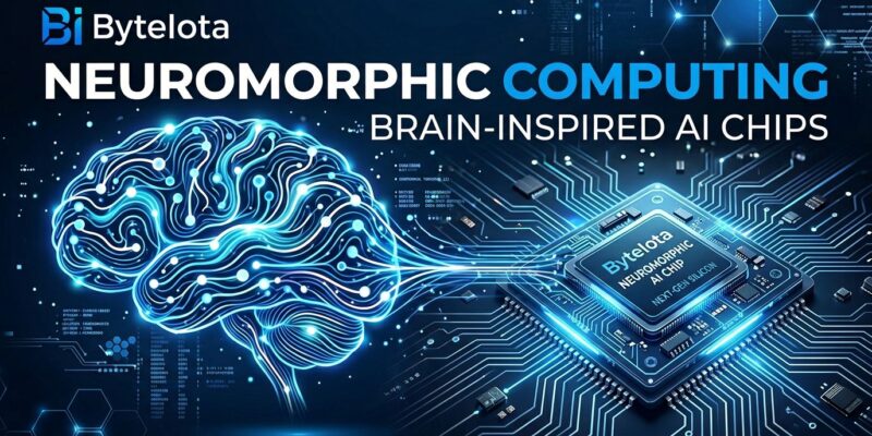 Abstract visualization of neuromorphic computing with neural network connections merging with circuit patterns in blue and white colors