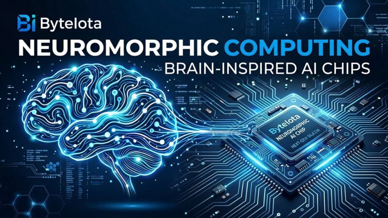 Abstract visualization of neuromorphic computing with neural network connections merging with circuit patterns in blue and white colors