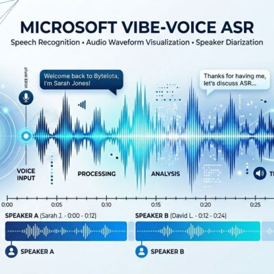 Microsoft VibeVoice ASR speech recognition tutorial showing audio waveform and speaker diarization visualization