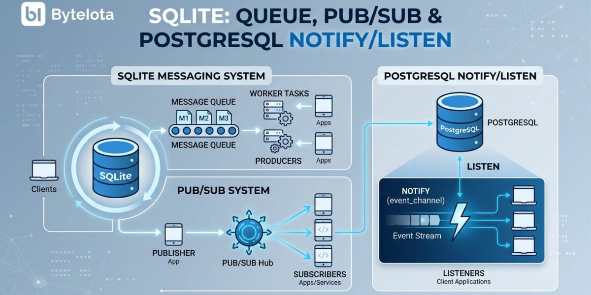 Honker: PostgreSQL NOTIFY/LISTEN for SQLite Pub/Sub Queues | byteiota
