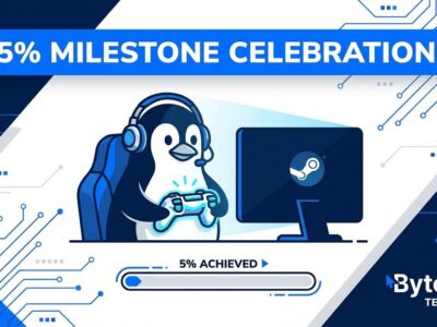 Linux gaming milestone showing 5.33% market share on Steam