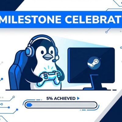 Linux gaming milestone showing 5.33% market share on Steam