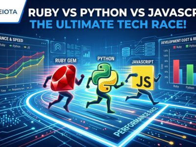 Programming language performance comparison showing Ruby, Python, JavaScript outperforming Rust in AI code generation