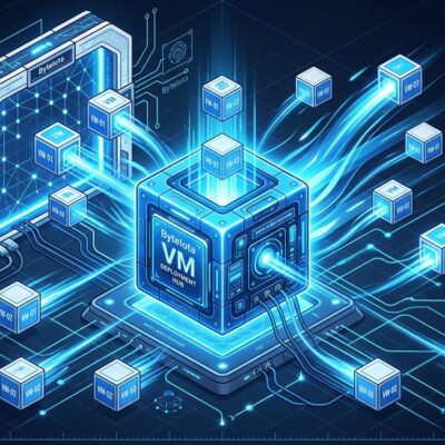 Isometric illustration of SmolVM portable VMs with fast boot visualization