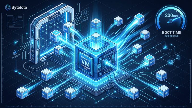 Isometric illustration of SmolVM portable VMs with fast boot visualization
