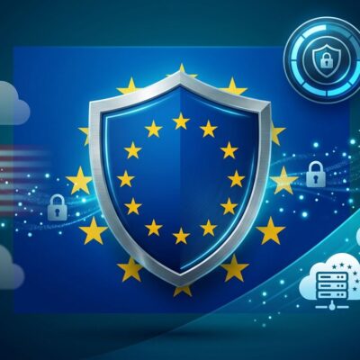EU sovereign cloud announcement showing European flag with SEAL-3 sovereignty badge and data control transfer from US to EU providers