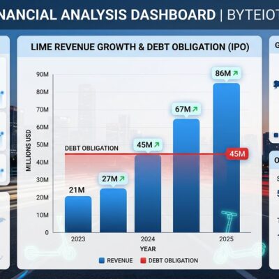 Data visualization showing Lime's 86M revenue growth contrasted with 45M debt crisis for IPO filing