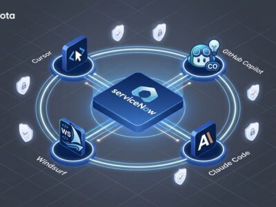 ServiceNow Build Agent integrating with Cursor, GitHub Copilot, Windsurf, and Claude Code for governed AI development